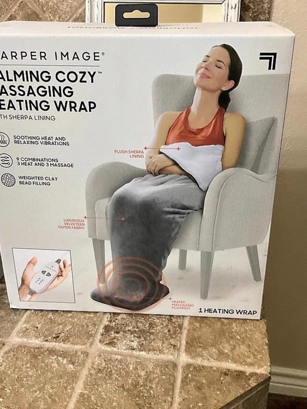 Sharper Image Calming Cozy Massaging Heating Wrap Heating Wrap NWT Gray